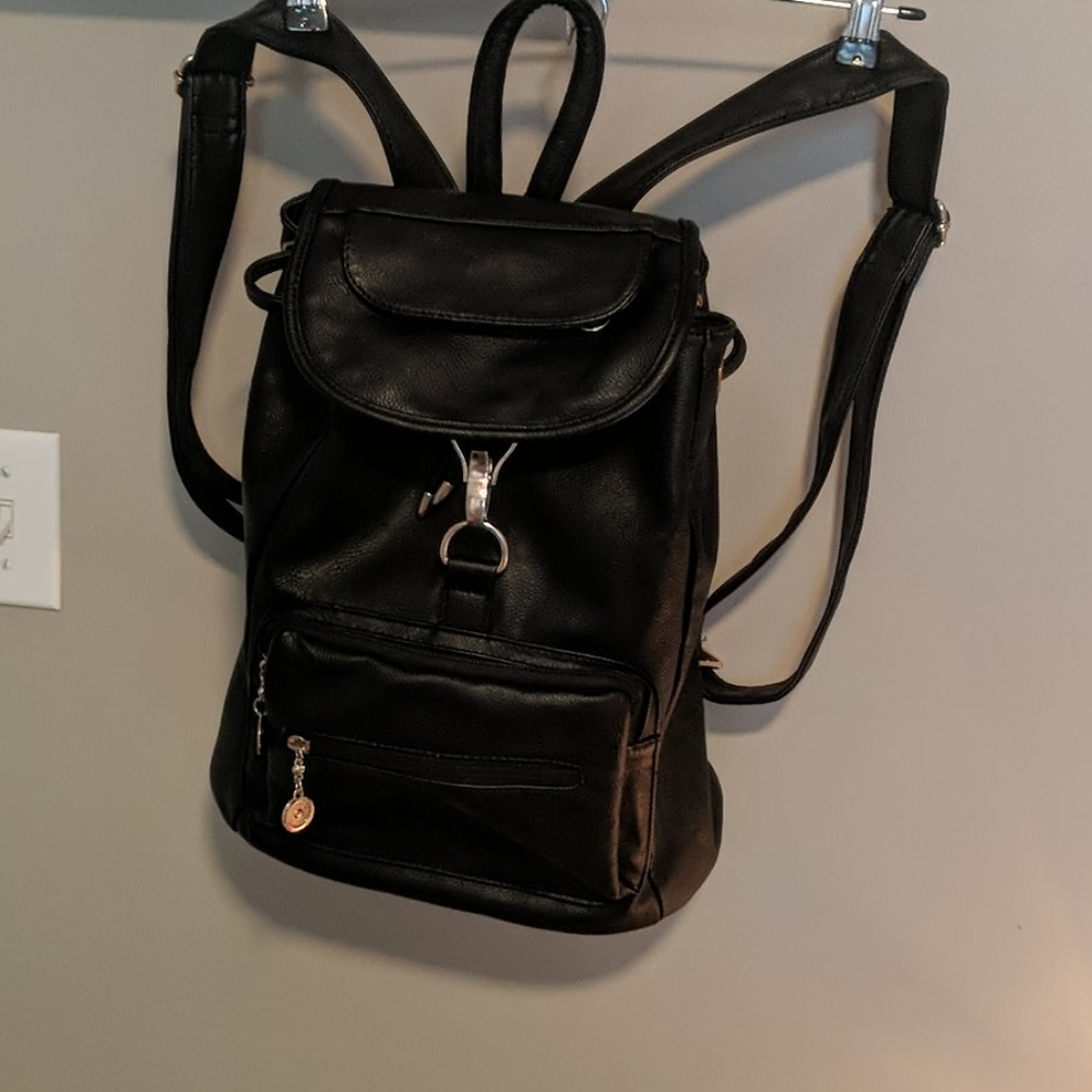 Black leather back pack